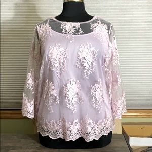 Nanette Lepore 2pc Lilac Lace Blouse 2X